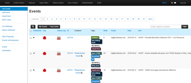 MISP (Malware Information Sharing Platform) 1