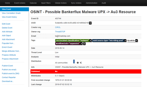 MISP (Malware Information Sharing Platform) 2